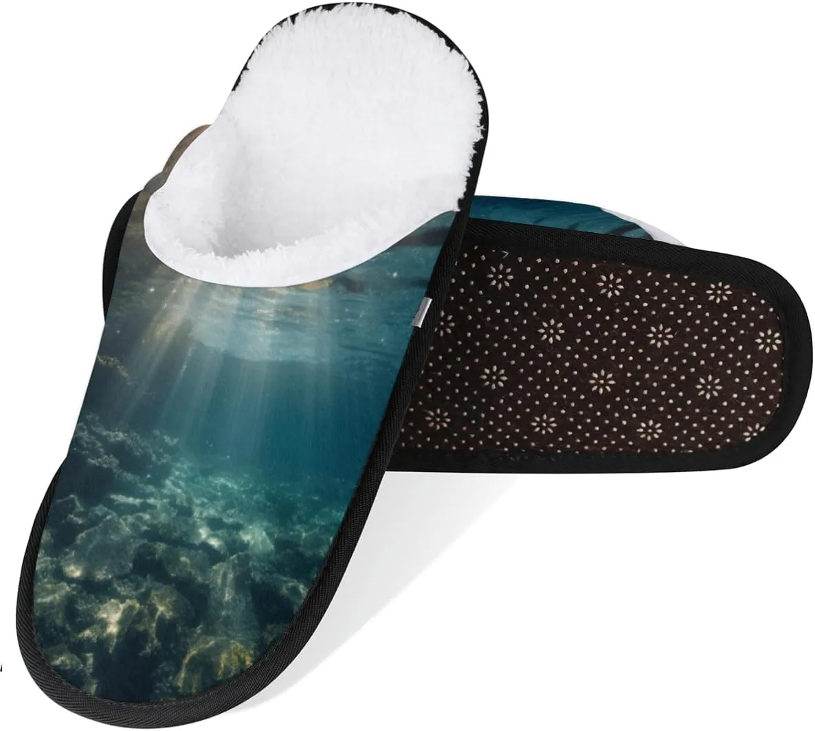 Underwater Sunshine Women's Indoor Bedroom Slippers Soft Fuzzy Slip On House Slippers for Winter Bedroom Outdoor