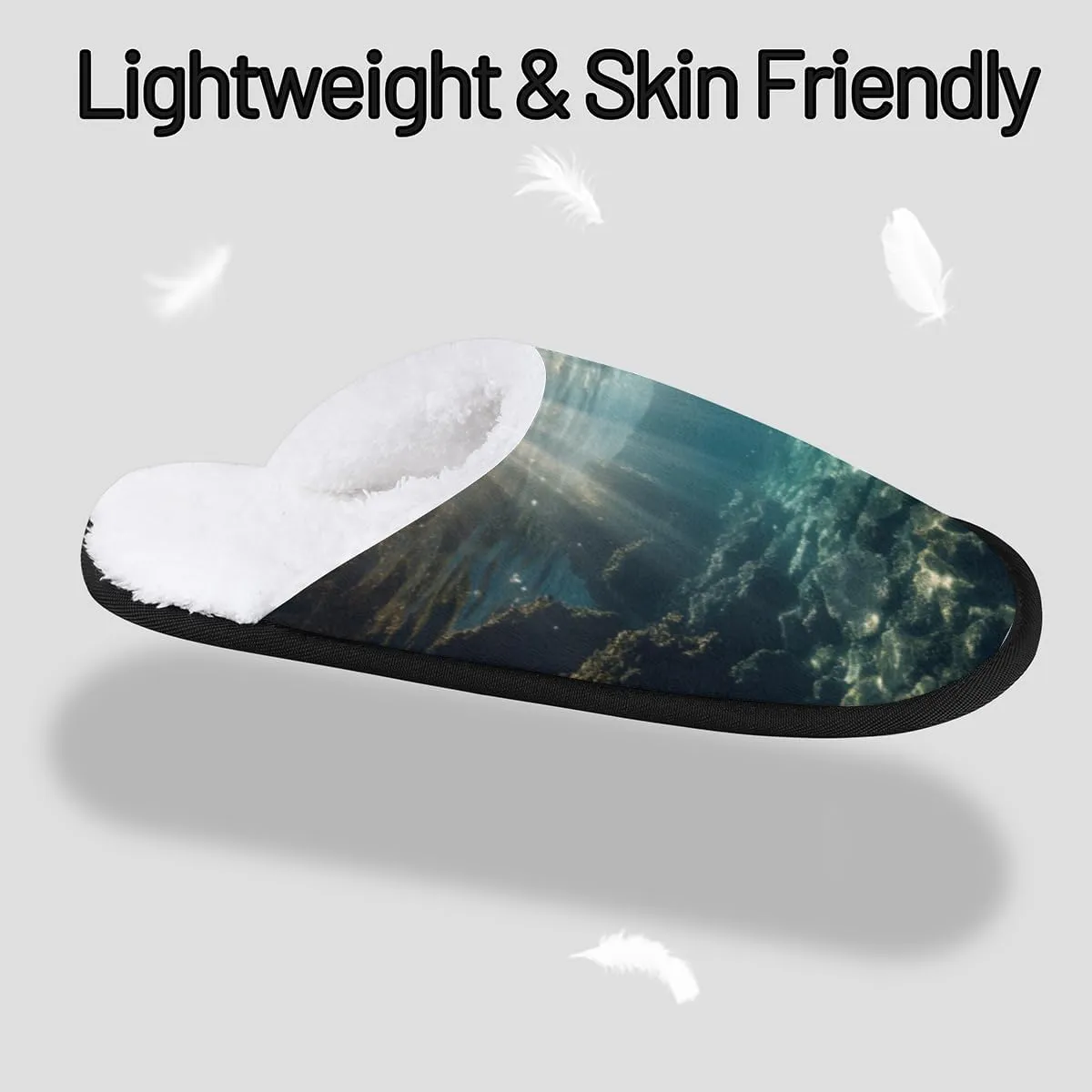 Underwater Sunshine Women's Indoor Bedroom Slippers Soft Fuzzy Slip On House Slippers for Winter Bedroom Outdoor