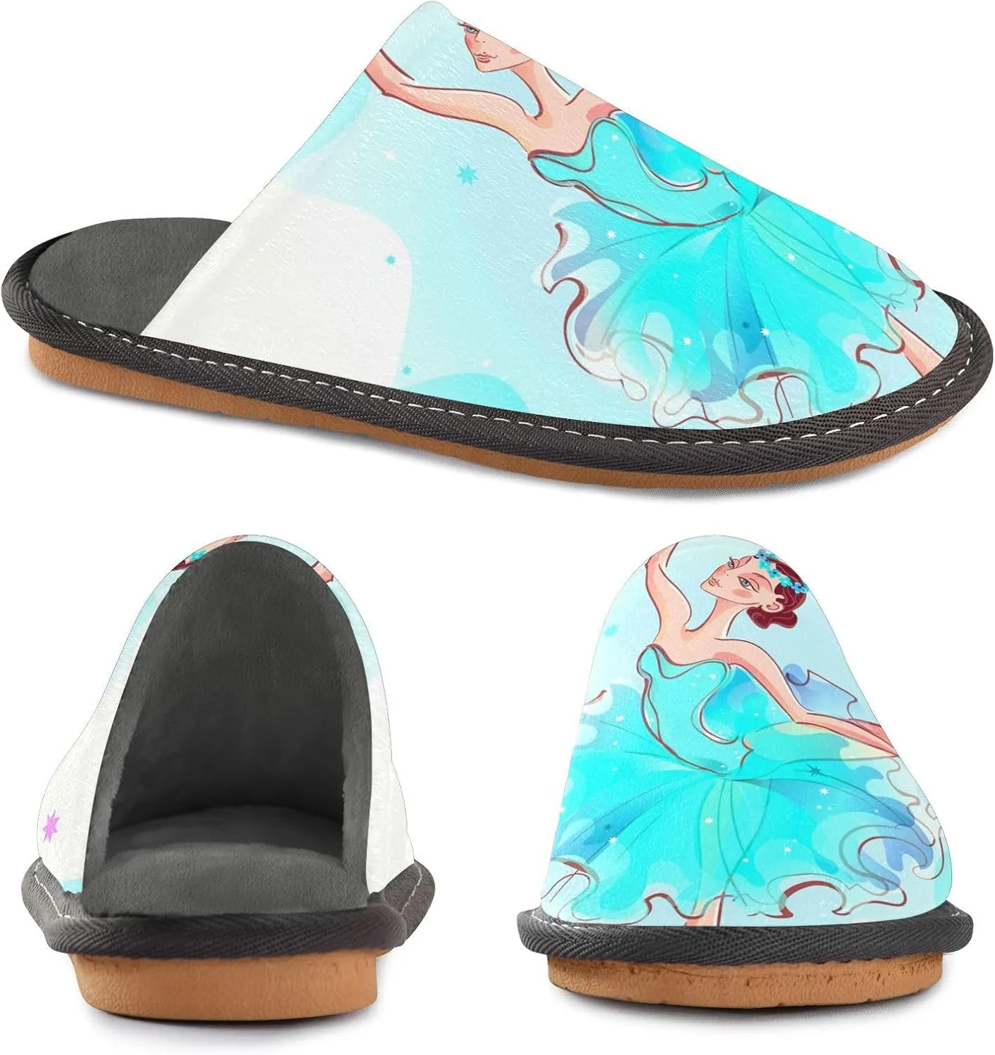 Unisex Fuzzy Foam Slippers Non-Skid Slip-on Soft Warm Sole Fleece Shoes 4-11
