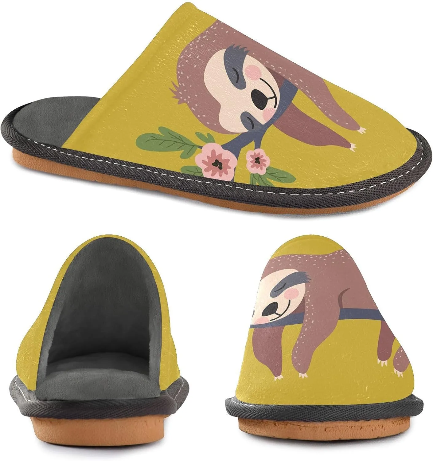 Unisex Fuzzy Foam Slippers Non-Skid Slip-on Soft Warm Sole Fleece Shoes 4-11