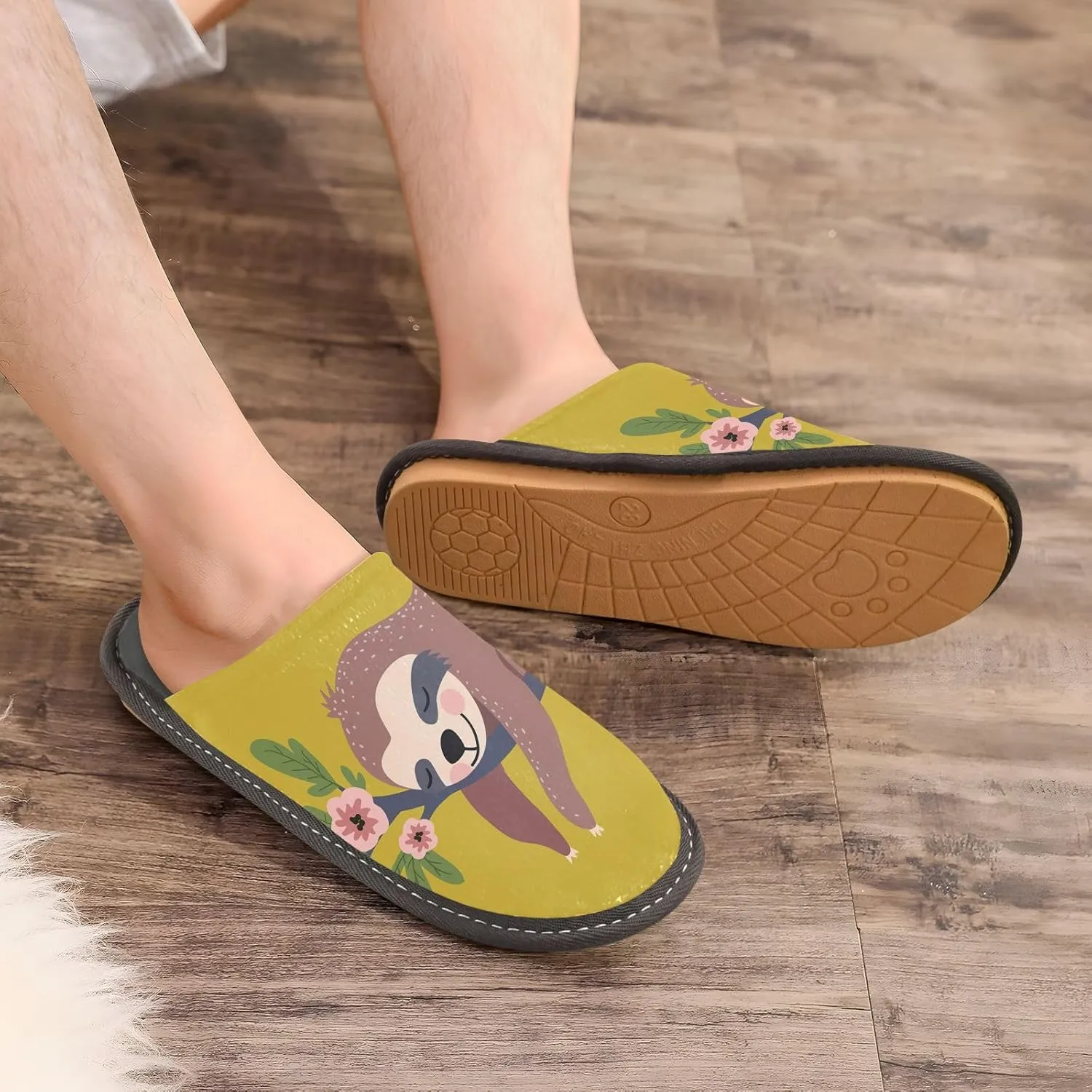 Unisex Fuzzy Foam Slippers Non-Skid Slip-on Soft Warm Sole Fleece Shoes 4-11