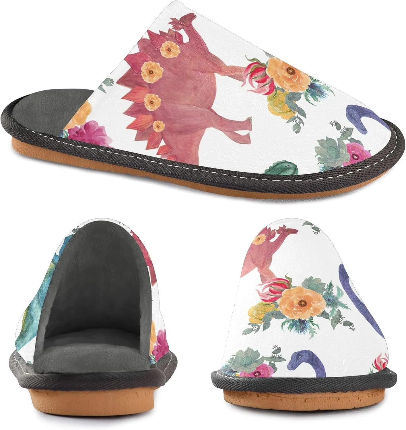 Unisex Fuzzy Foam Slippers Non-Skid Slip-on Soft Warm Sole Fleece Shoes 4-11