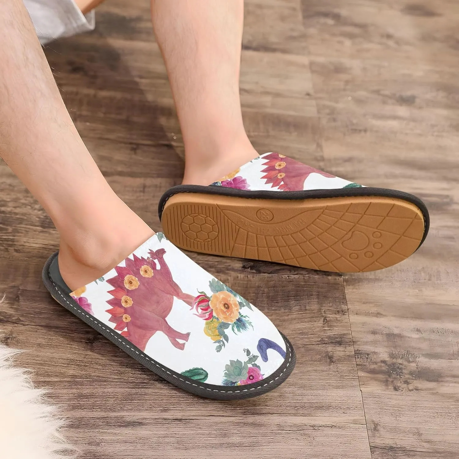 Unisex Fuzzy Foam Slippers Non-Skid Slip-on Soft Warm Sole Fleece Shoes 4-11