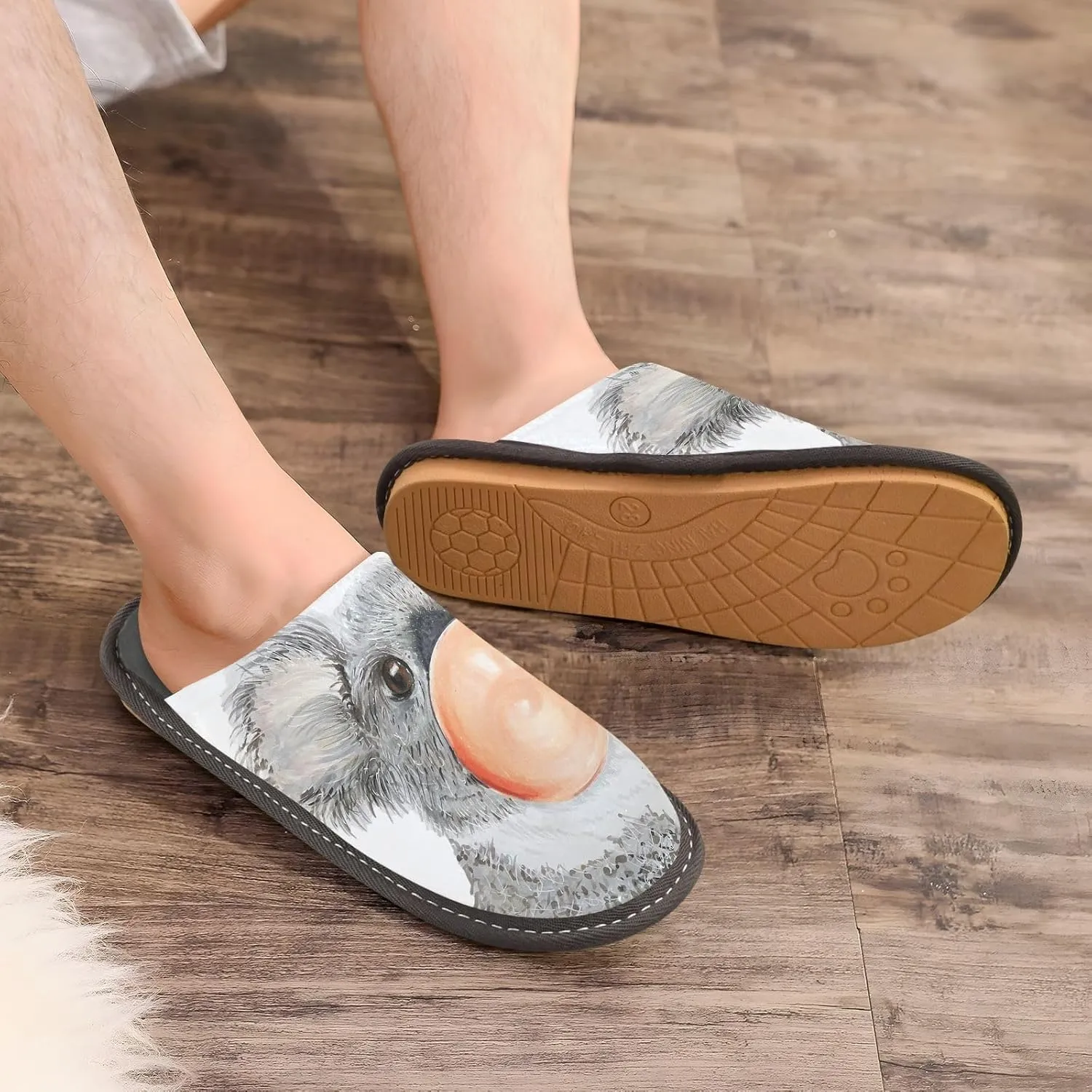 Unisex Fuzzy Foam Slippers Non-Skid Slip-on Soft Warm Sole Fleece Shoes 4-11