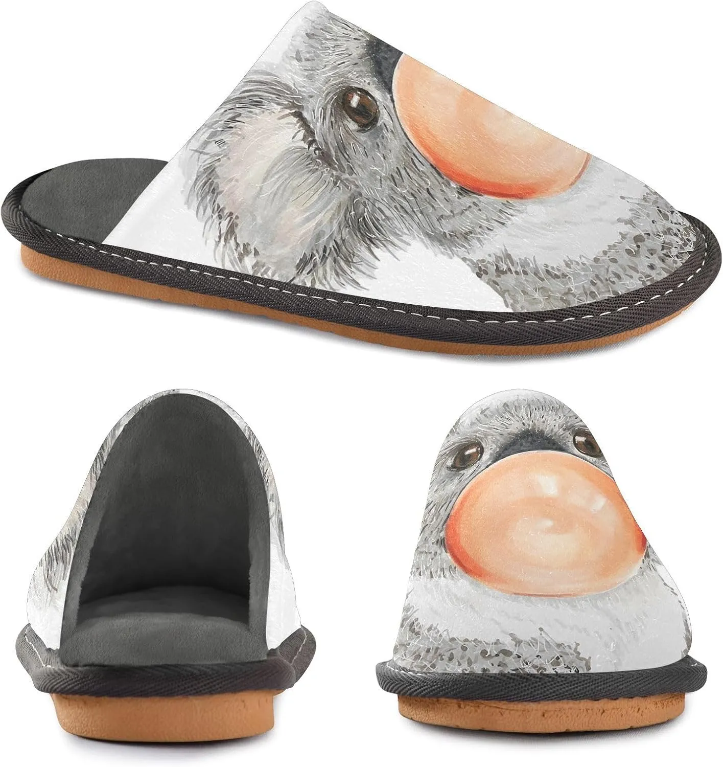 Unisex Fuzzy Foam Slippers Non-Skid Slip-on Soft Warm Sole Fleece Shoes 4-11