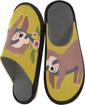 Unisex Fuzzy Foam Slippers Non-Skid Slip-on Soft Warm Sole Fleece Shoes 4-11
