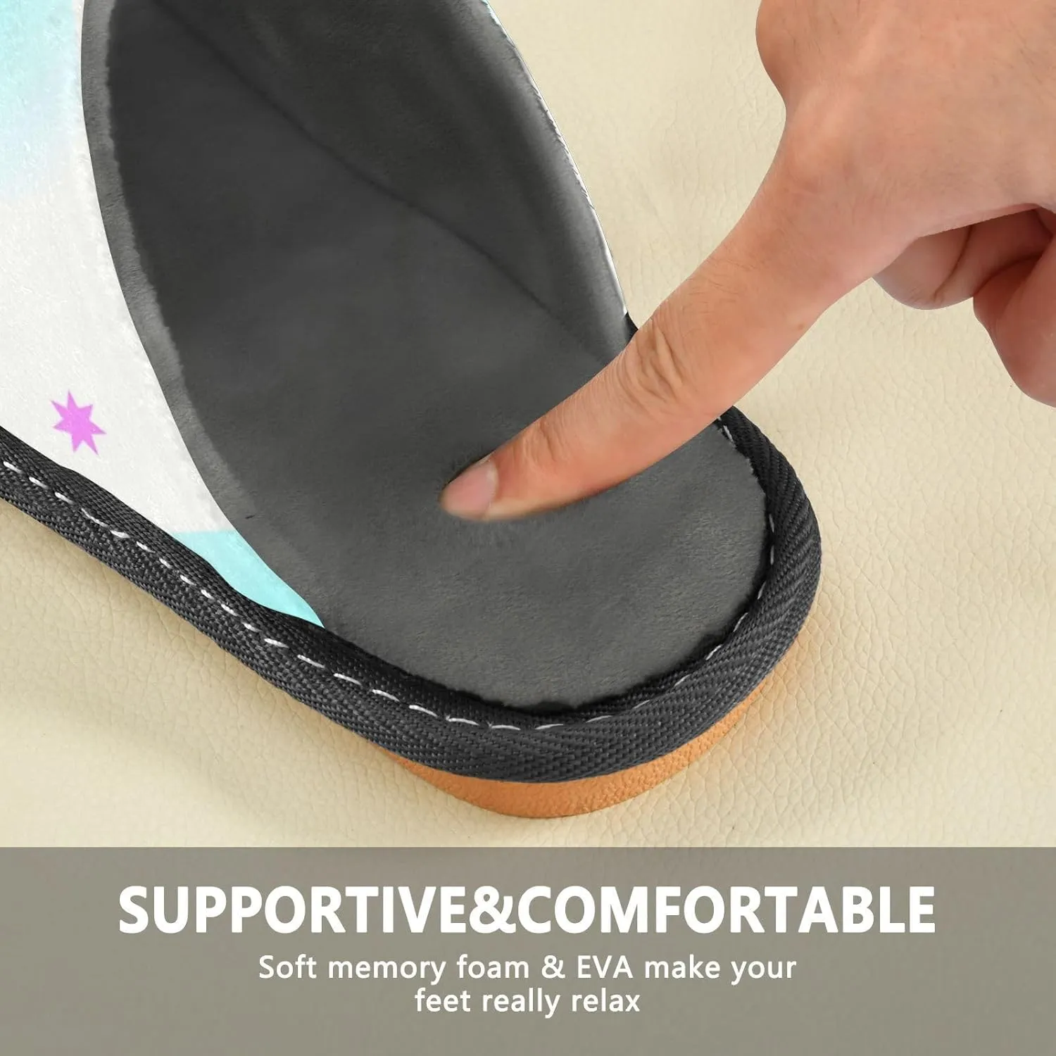 Unisex Fuzzy Foam Slippers Non-Skid Slip-on Soft Warm Sole Fleece Shoes 4-11