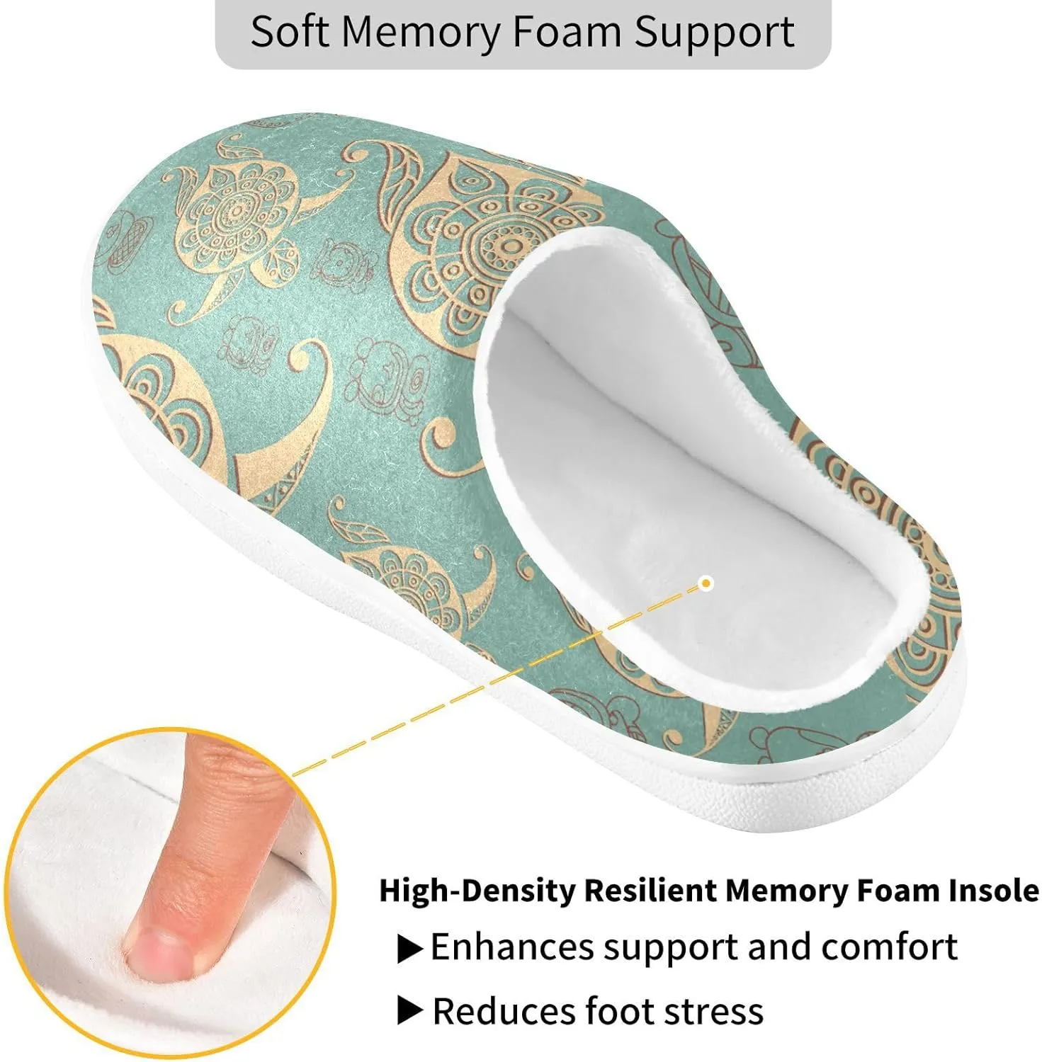 Unisex Memory Foam Slippers Non-Skid Slip-on Soft Warm Sole Fleece Shoes 6-17
