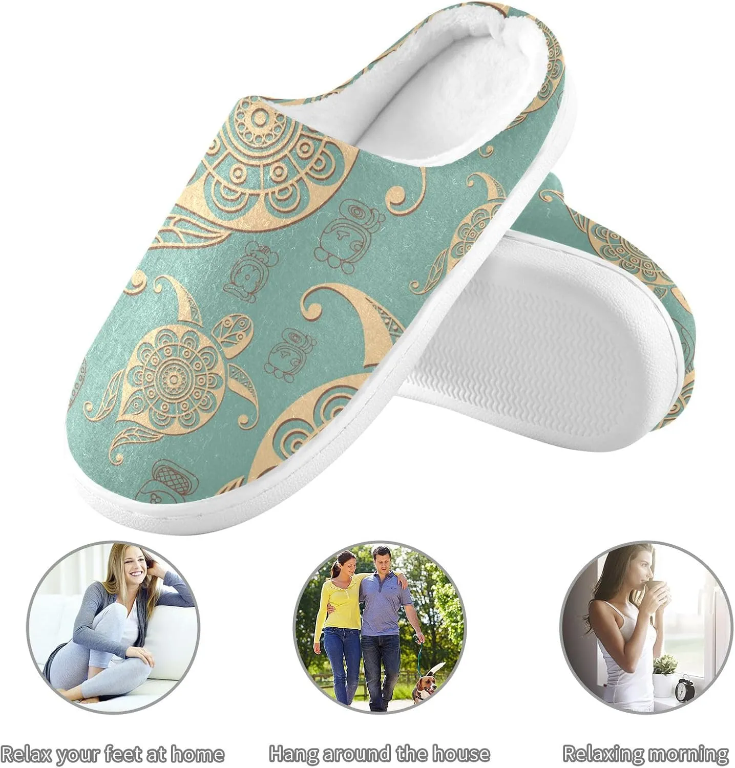 Unisex Memory Foam Slippers Non-Skid Slip-on Soft Warm Sole Fleece Shoes 6-17