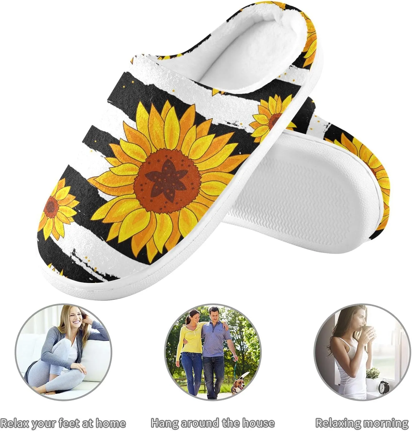 Unisex Memory Foam Slippers Non-Skid Slip-on Soft Warm Sole Fleece Shoes 6-17