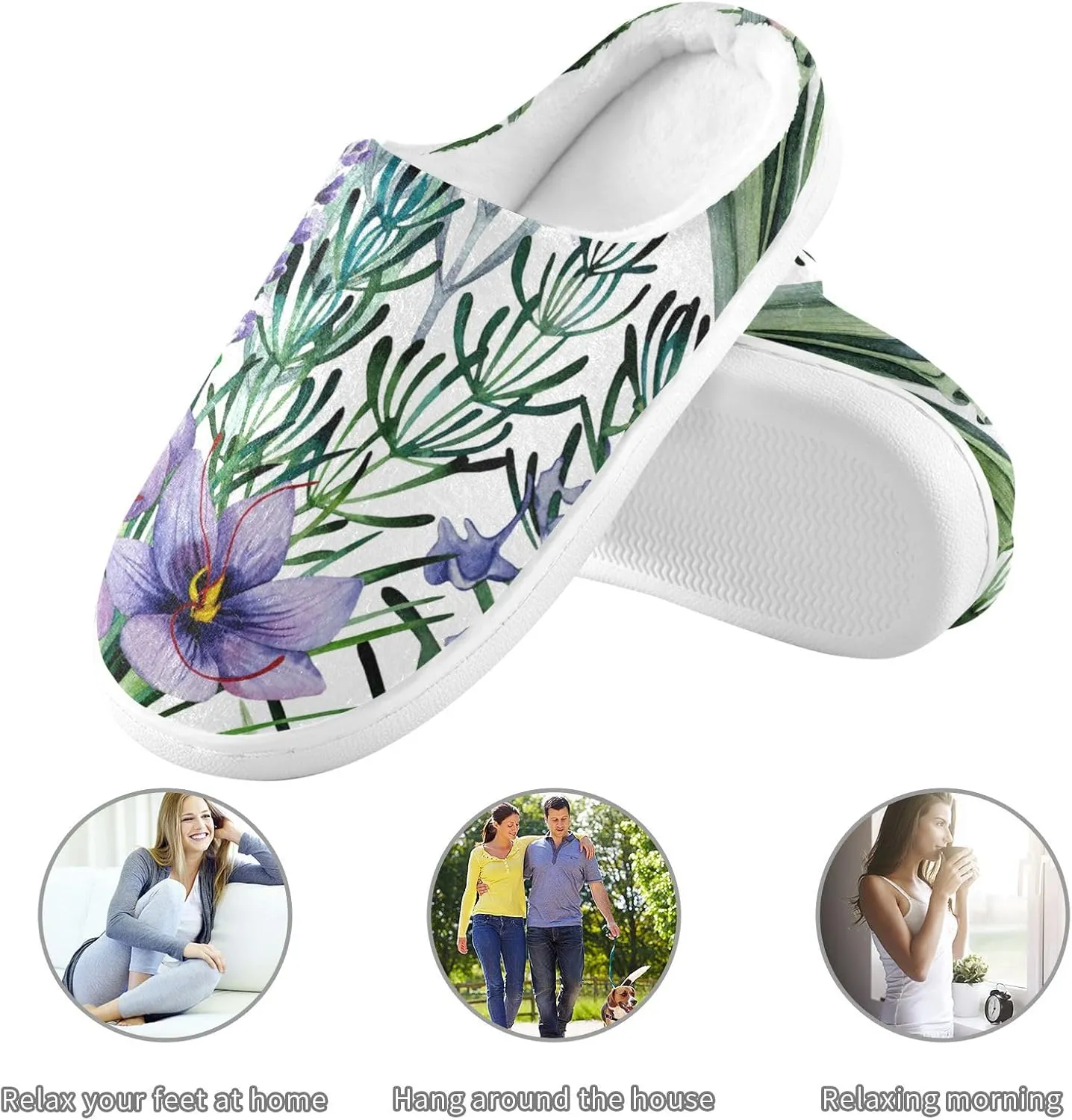 Unisex Memory Foam Slippers Non-Skid Slip-on Soft Warm Sole Fleece Shoes 6-17
