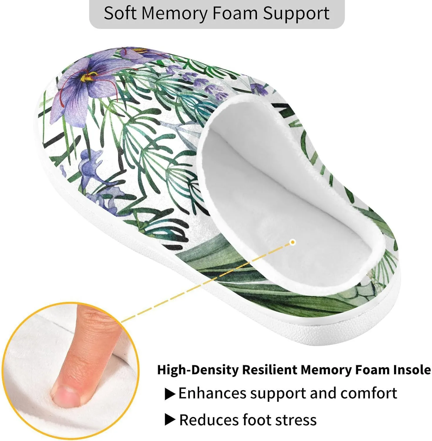 Unisex Memory Foam Slippers Non-Skid Slip-on Soft Warm Sole Fleece Shoes 6-17