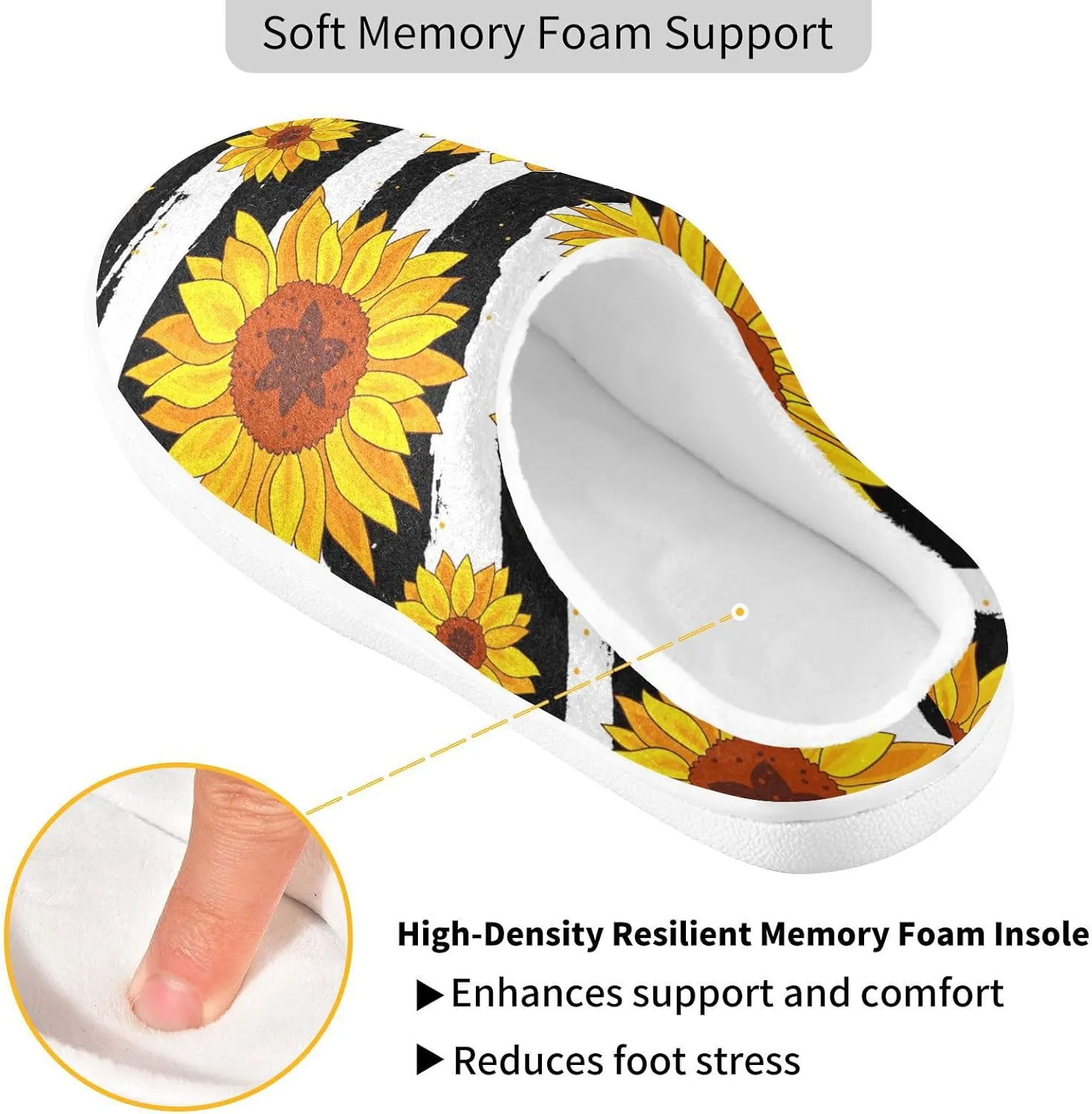Unisex Memory Foam Slippers Non-Skid Slip-on Soft Warm Sole Fleece Shoes 6-17