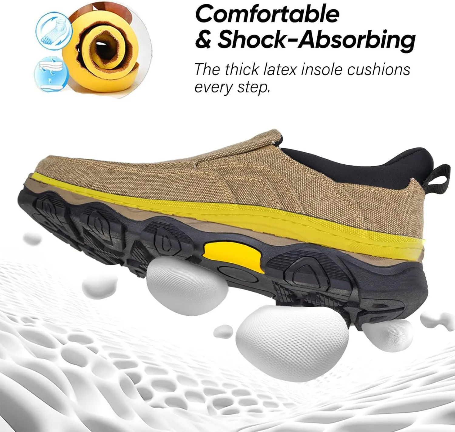UPIShi Men's Hands Free Slip On Walking Loafer Slip-ins Casual Canvas Lightweight Indoor Outdoor Cushioning Shoes