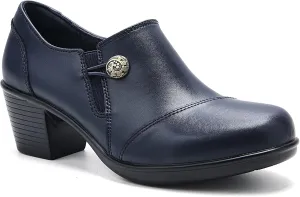 UZB Women's Slip-On Loafer Zip Leather Pump Shoes