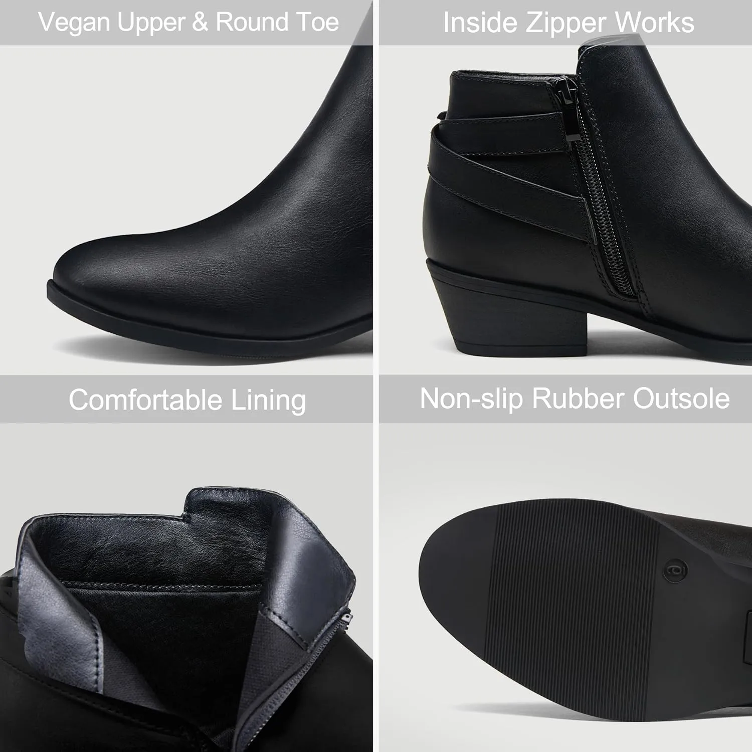 Vepose Women's Short Ankle Boots Low Heel, Western Cutout Perforated Booties