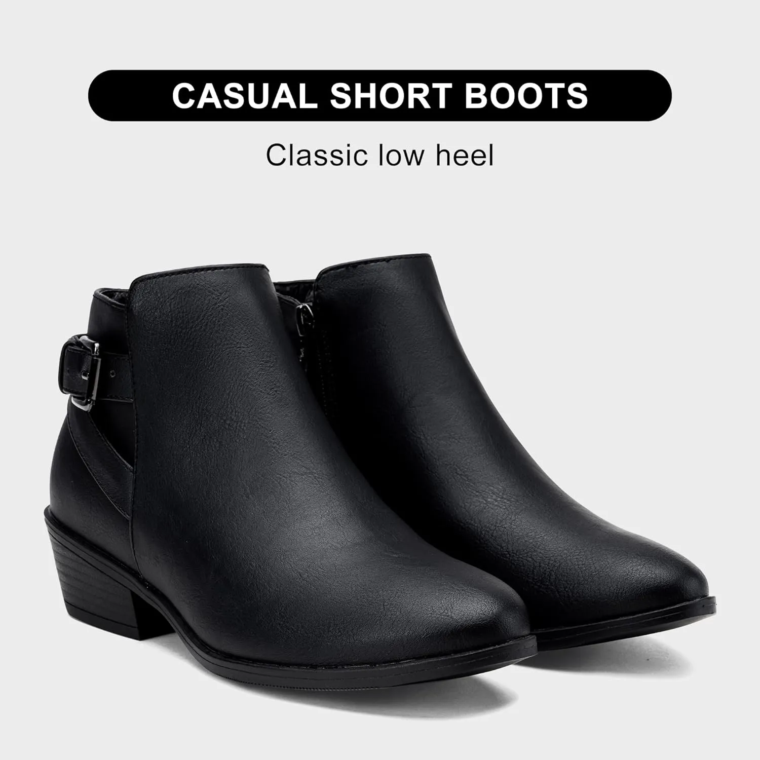 Vepose Women's Short Ankle Boots Low Heel, Western Cutout Perforated Booties