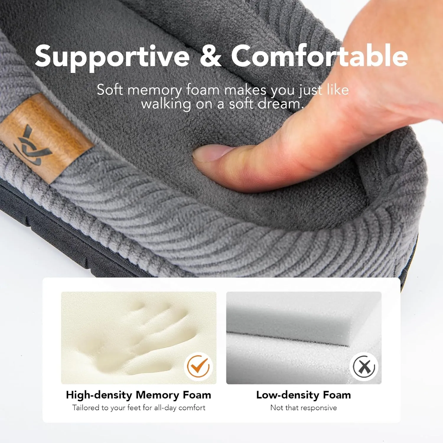 VeraCosy Men's Moccasin Slippers Comfy Soft Durable Slip-on Indoor Memory Foam House Shoes