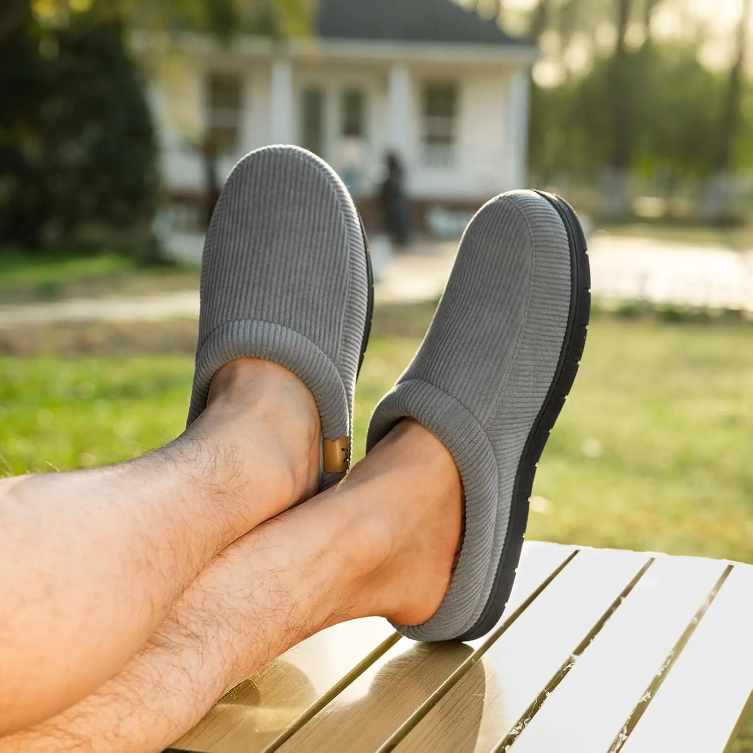 VeraCosy Men's Moccasin Slippers Comfy Soft Durable Slip-on Indoor Memory Foam House Shoes