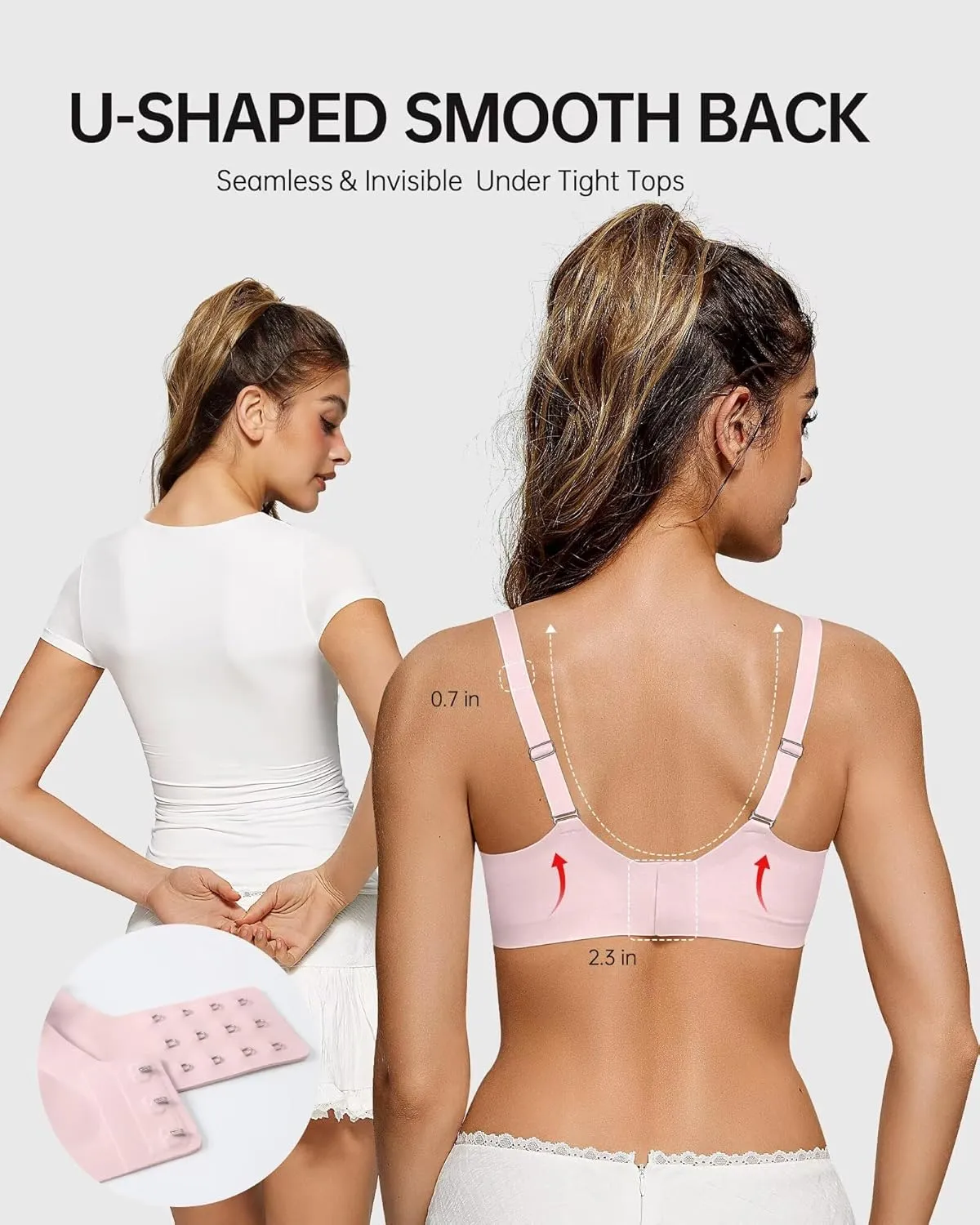 Vertvie Bras for Women Wireless Comfortable Push Up Bra Scalloped Seamless Full Coverage No Underwire Supportive T Shirt Bras