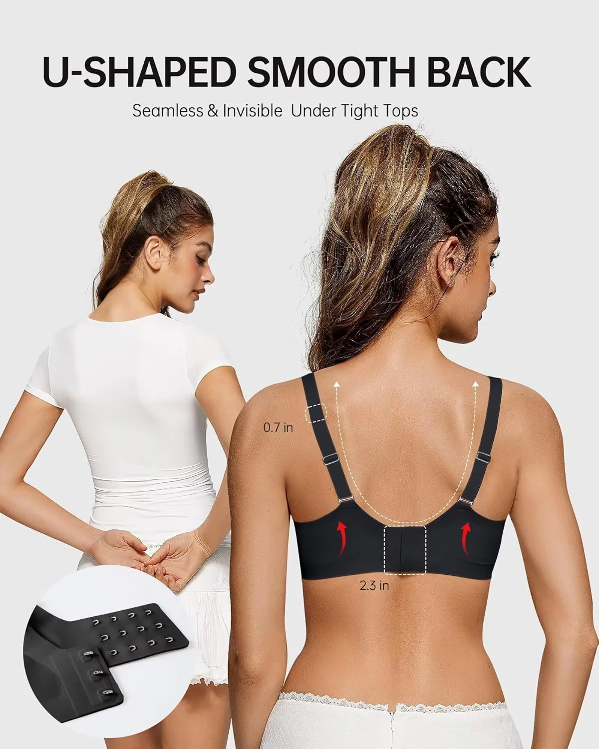 Vertvie Bras for Women Wireless Comfortable Push Up Bra Scalloped Seamless Full Coverage No Underwire Supportive T Shirt Bras