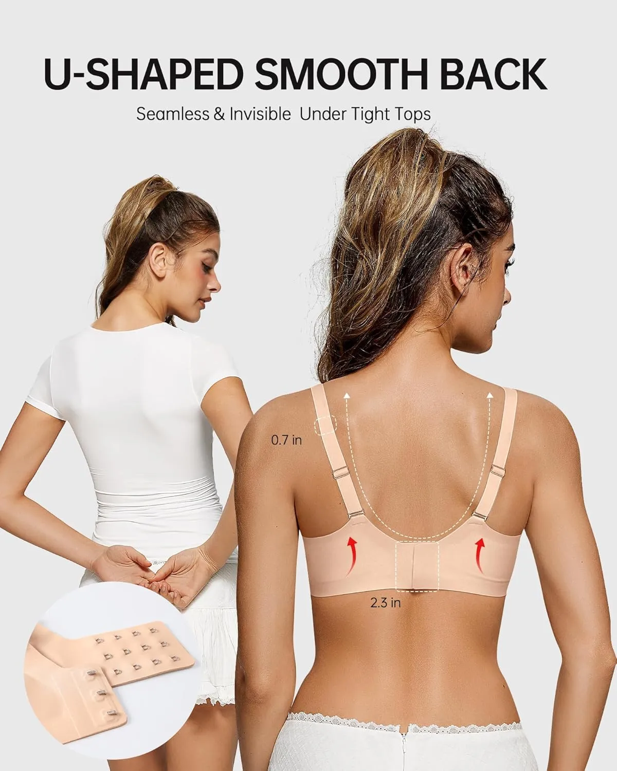 Vertvie Bras for Women Wireless Comfortable Push Up Bra Scalloped Seamless Full Coverage No Underwire Supportive T Shirt Bras