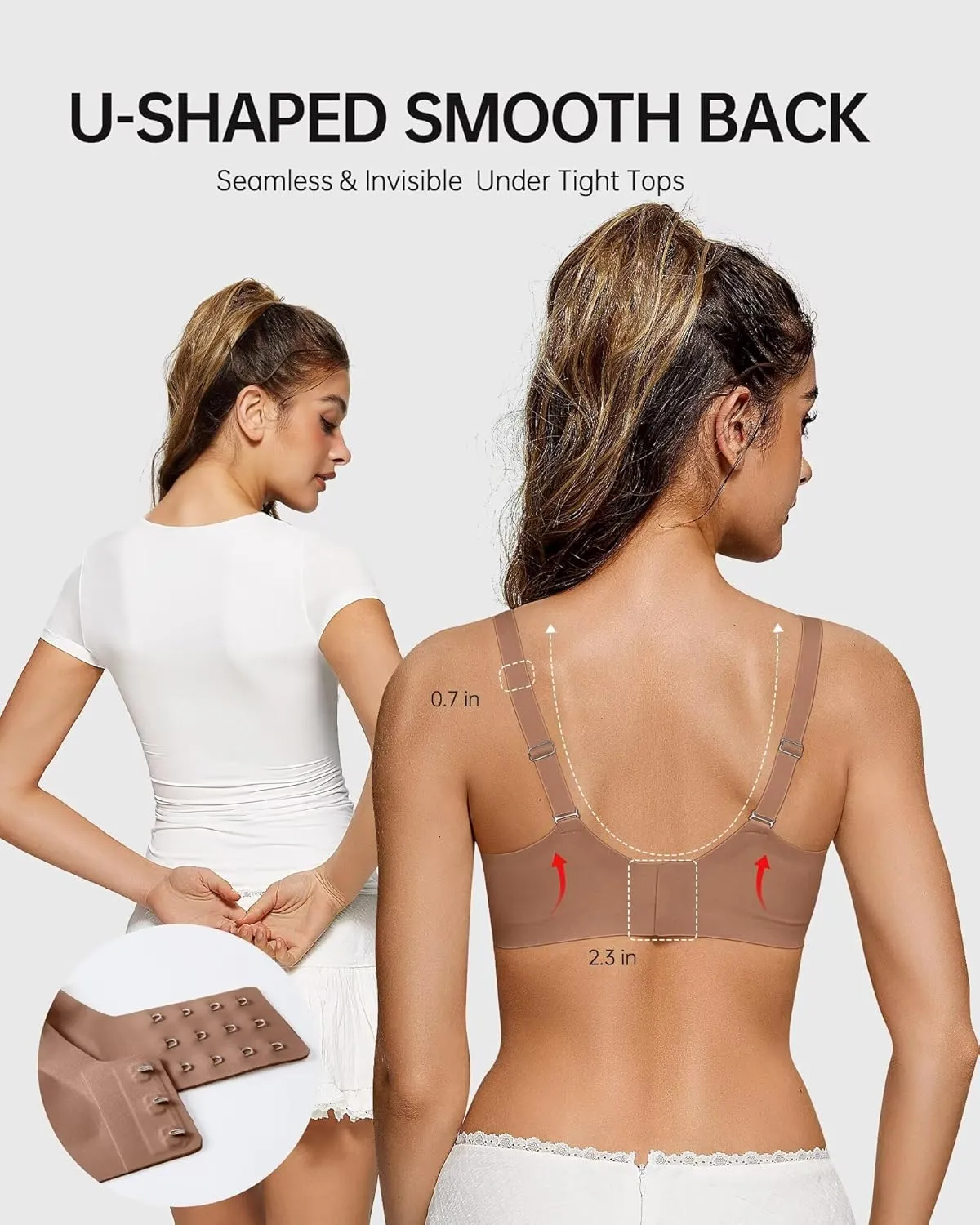 Vertvie Bras for Women Wireless Comfortable Push Up Bra Scalloped Seamless Full Coverage No Underwire Supportive T Shirt Bras