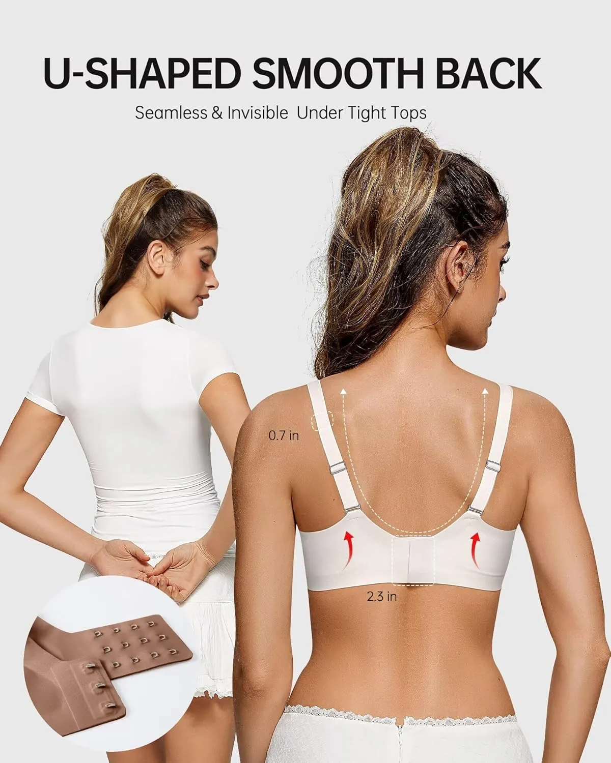 Vertvie Bras for Women Wireless Comfortable Push Up Bra Scalloped Seamless Full Coverage No Underwire Supportive T Shirt Bras
