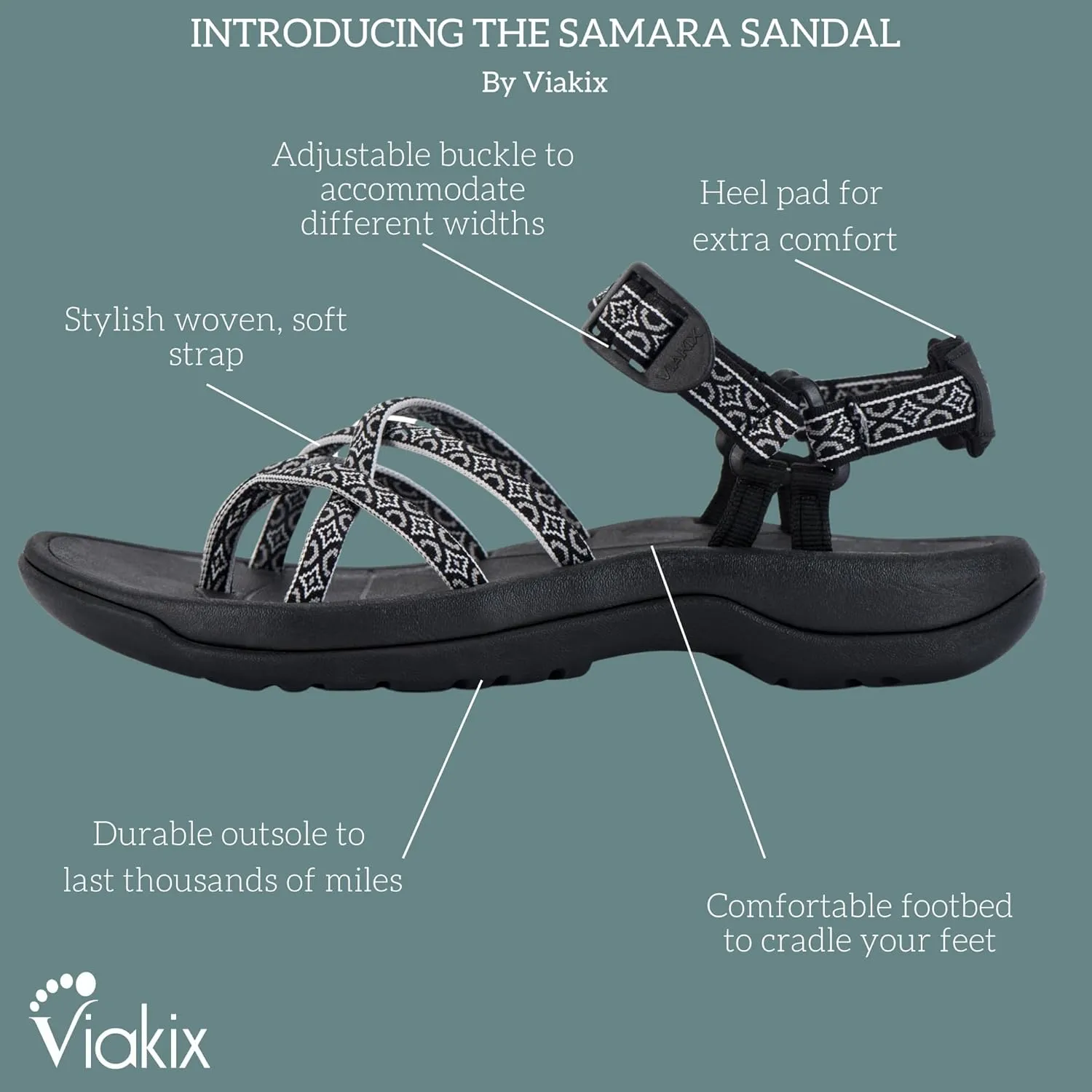 Viakix Women's Walking Sandals – Premium Comfortable Sport Sandals for Outdoors, Travel, Hiking, Beach & Everyday Wear