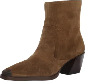Vince Camuto Women's Viltana Stacked Heel Bootie Mid Calf Boot, Nutmeg, 8