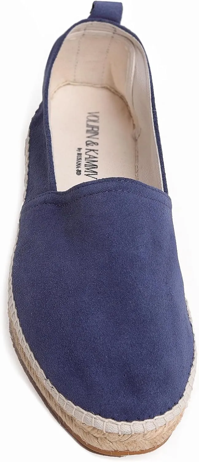 VOLIRIN & KAMMV Closed Toe Comfortable Suede Slip on Flat Espadrilles for Men