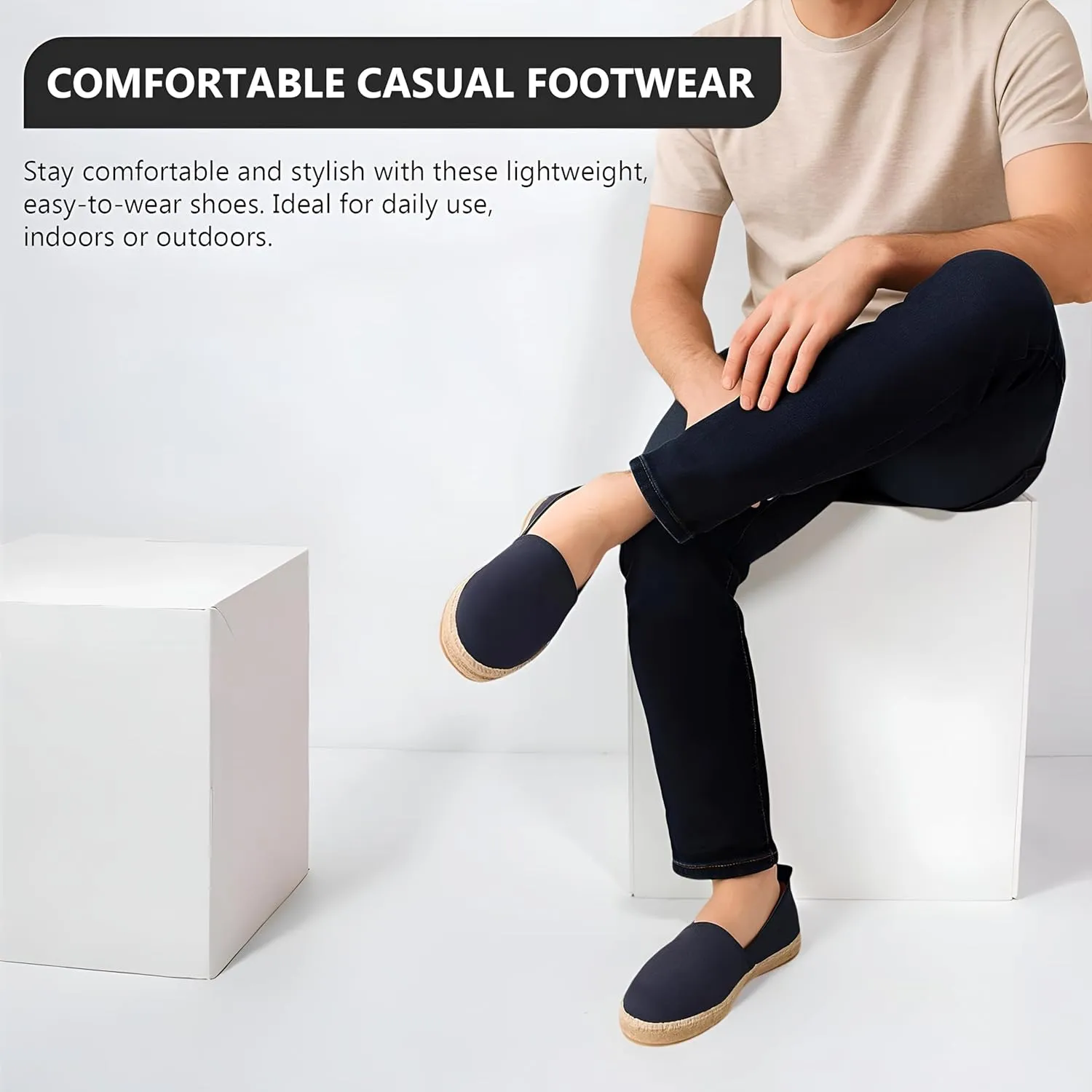 VOLIRIN & KAMMV Closed Toe Comfortable Suede Slip on Flat Espadrilles for Men