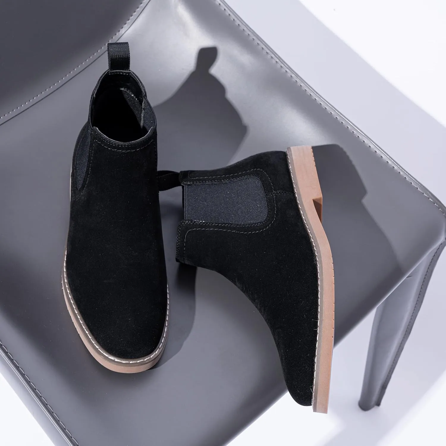Vostey Chelsea Boots Men Casual Dress Boots Black Ankle Classic Slip on Boots for Men