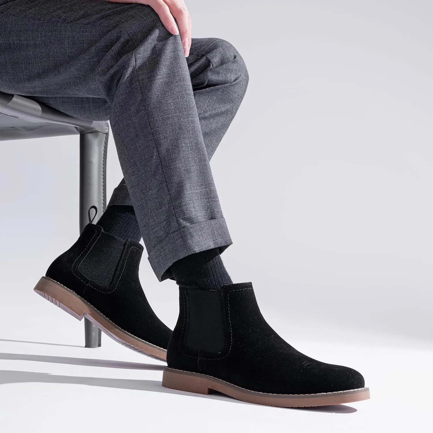 Vostey Chelsea Boots Men Casual Dress Boots Black Ankle Classic Slip on Boots for Men