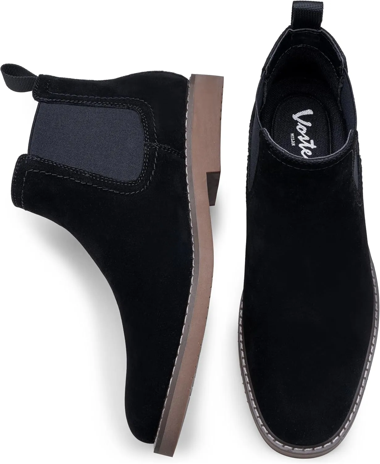 Vostey Chelsea Boots Men Casual Dress Boots Black Ankle Classic Slip on Boots for Men