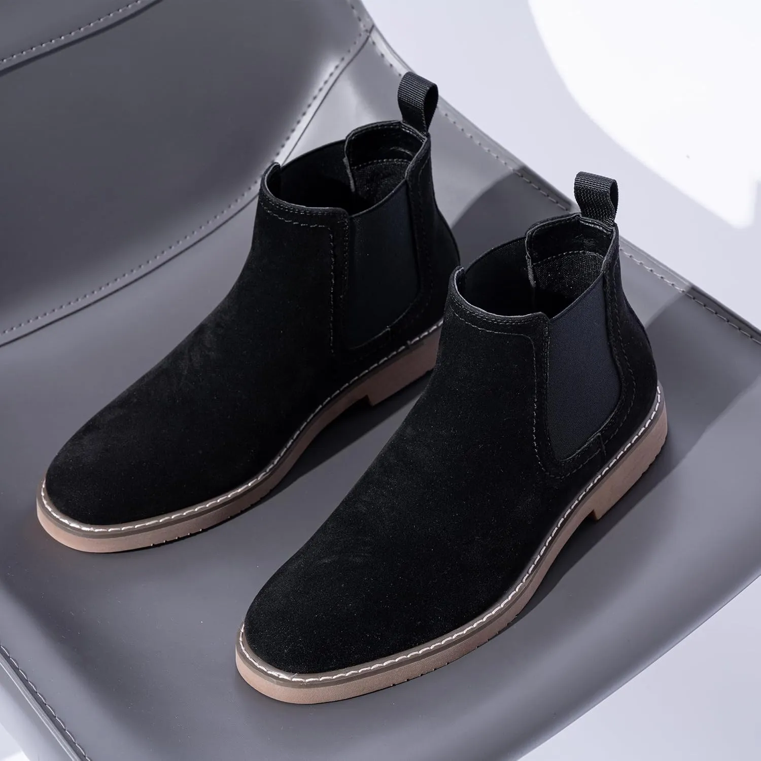 Vostey Chelsea Boots Men Casual Dress Boots Black Ankle Classic Slip on Boots for Men