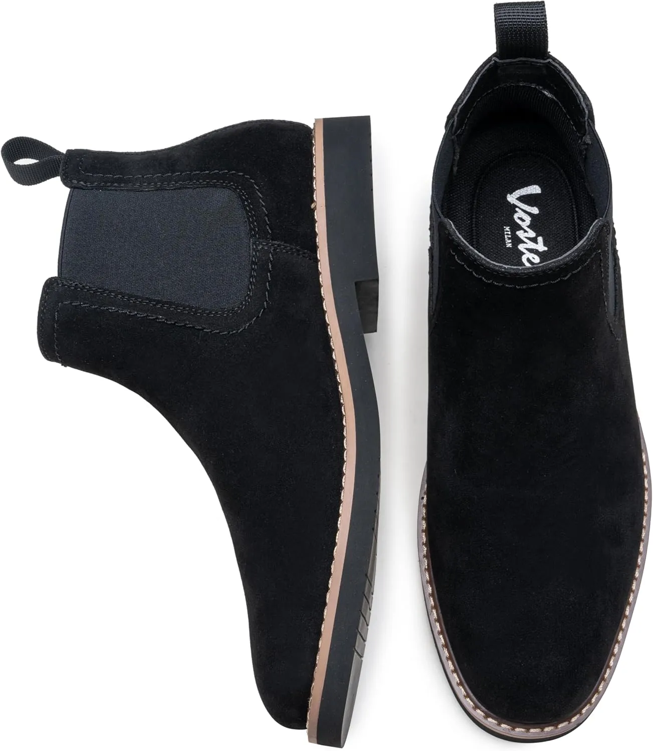 Vostey Chelsea Boots Men Casual Dress Boots Black Ankle Classic Slip on Boots for Men