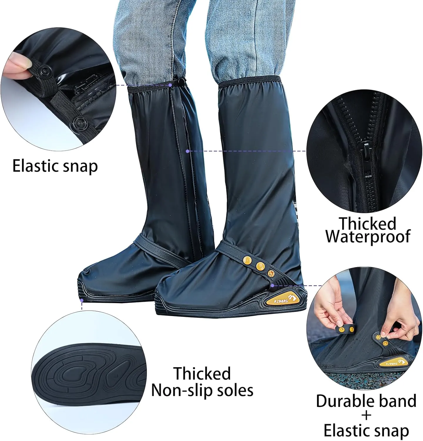 Waterproof Rain Boot Shoe Cover with Reflector Reusable & Foldable