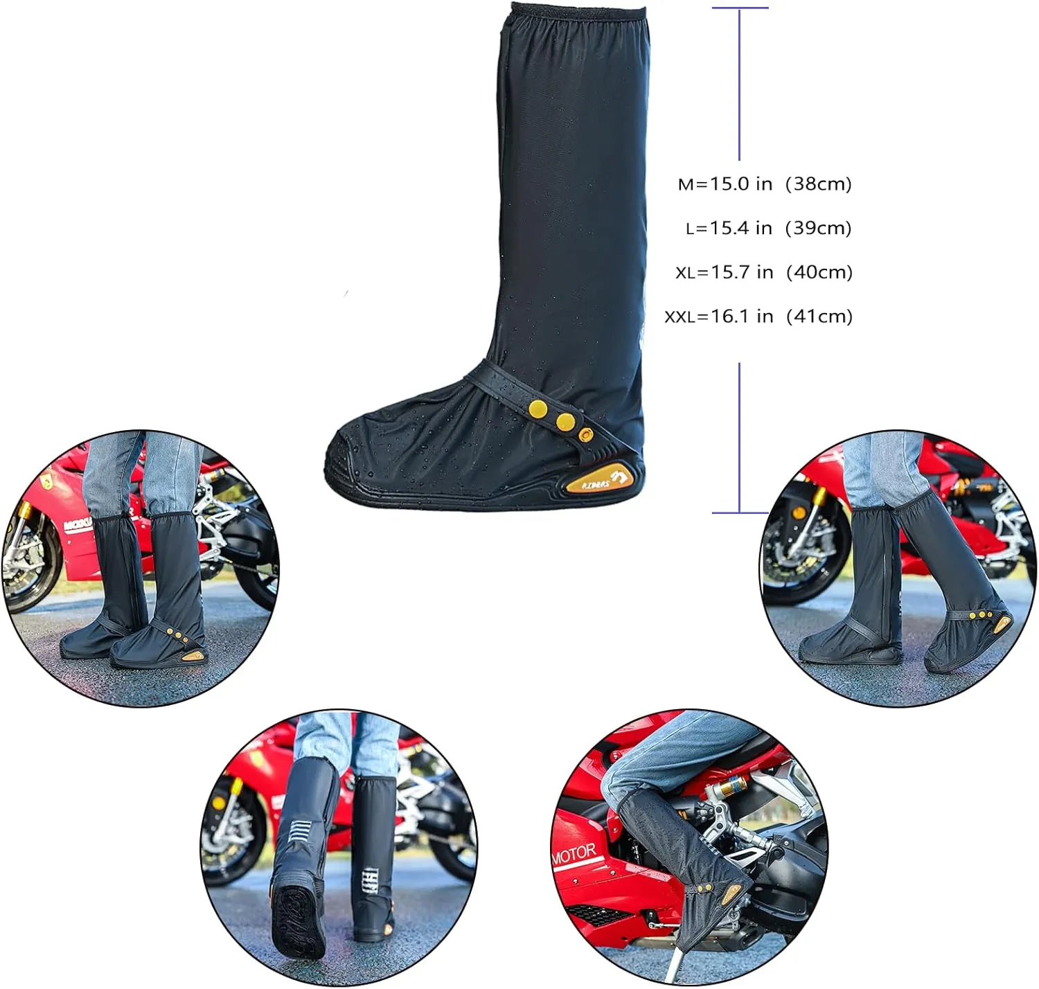 Waterproof Rain Boot Shoe Cover with Reflector Reusable & Foldable