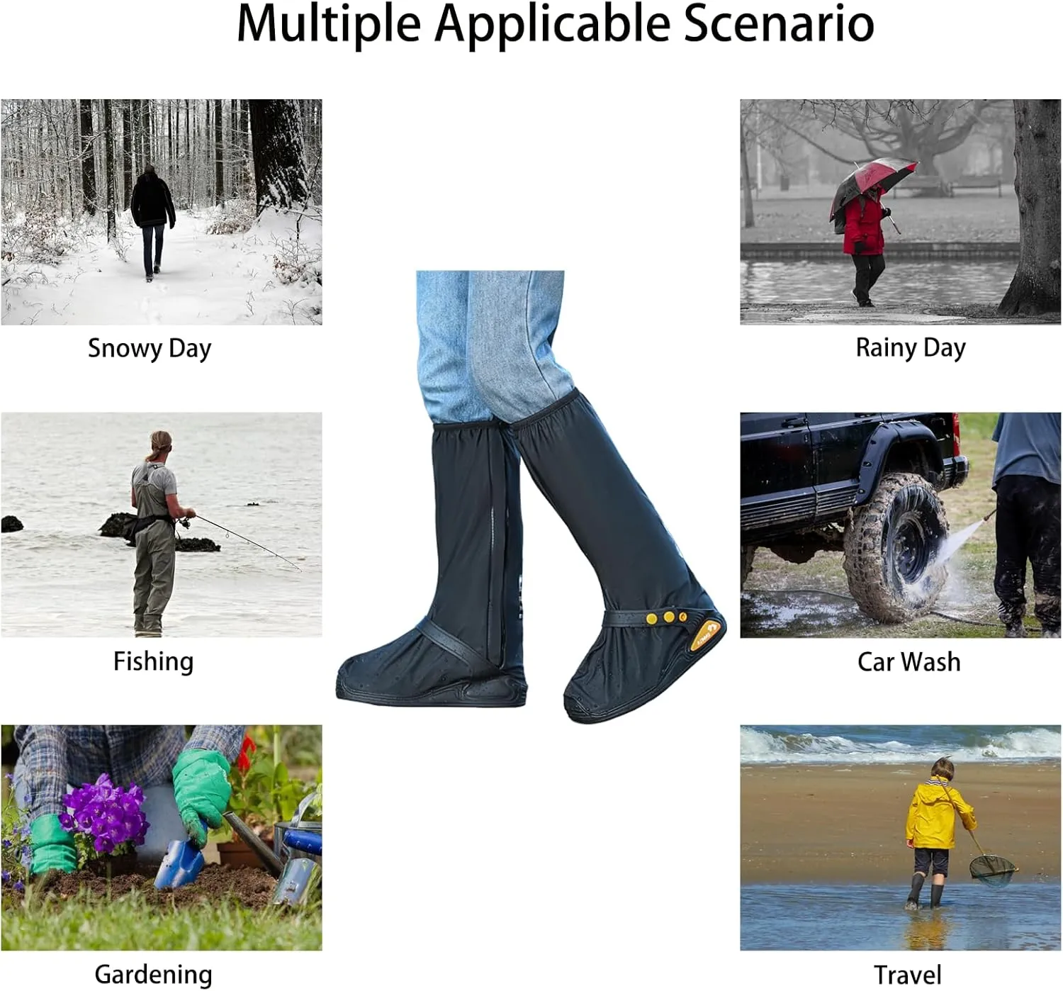 Waterproof Rain Boot Shoe Cover with Reflector Reusable & Foldable