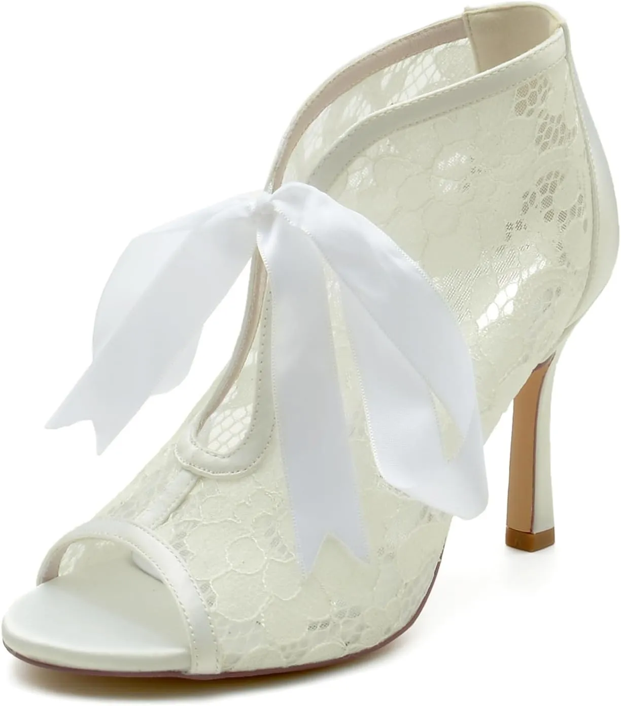 Wedding Bridal Shoes Women's Strappy High Heel Sandal Lace Fish Mouth Prom Party Dress Pumps for/Engagement/Evening/Prom 9.5Cm