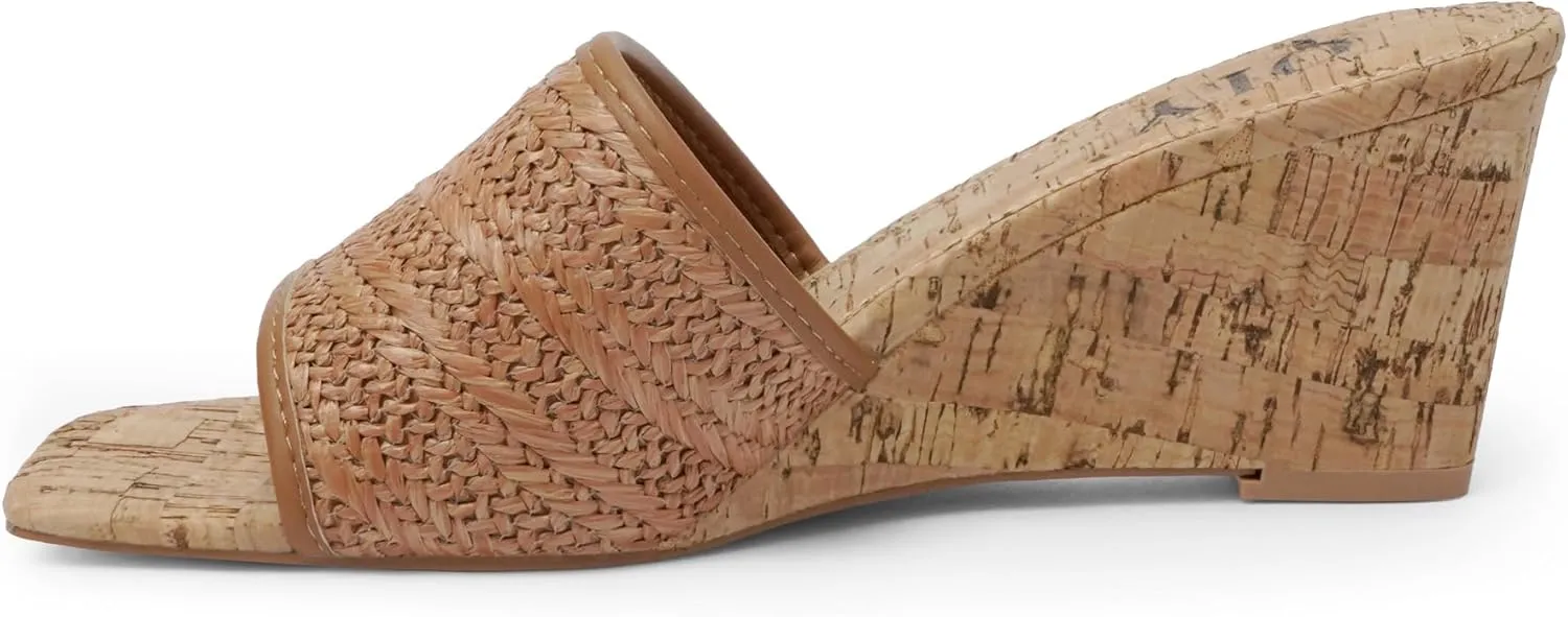 Wedge Sandals for Women Open Toe Wedge Heels for Women Square Toe Wedge Mules