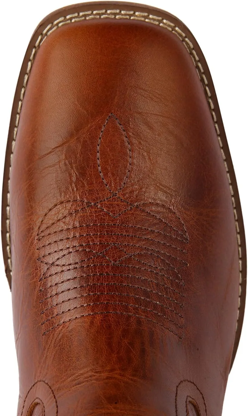 Western Cowboy Square Toe Boots - Men's Genuine Leather Patriot Country Boot with Classic Embroidered
