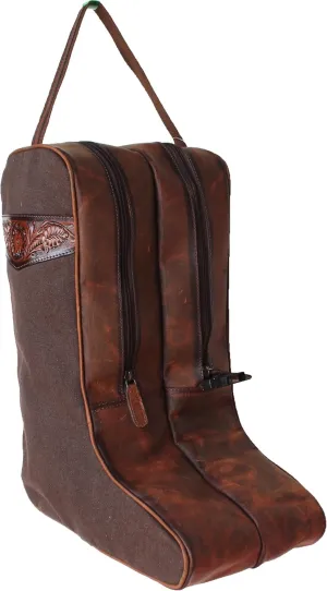 Western Waxed Canvas Leather Travel Carry Storage Boot Bag Waterproof 30SK02