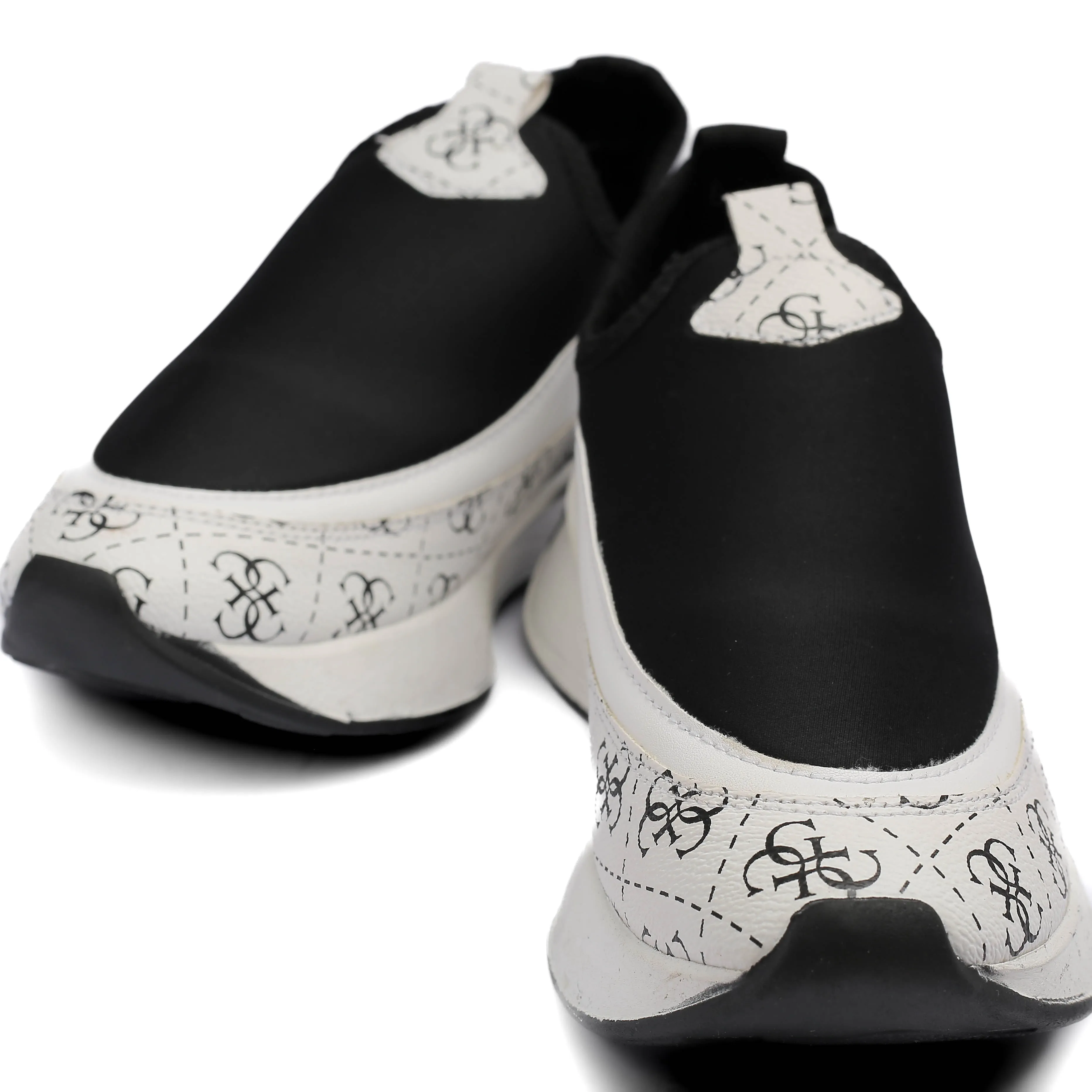 White Printed Slip-On Sneakers
