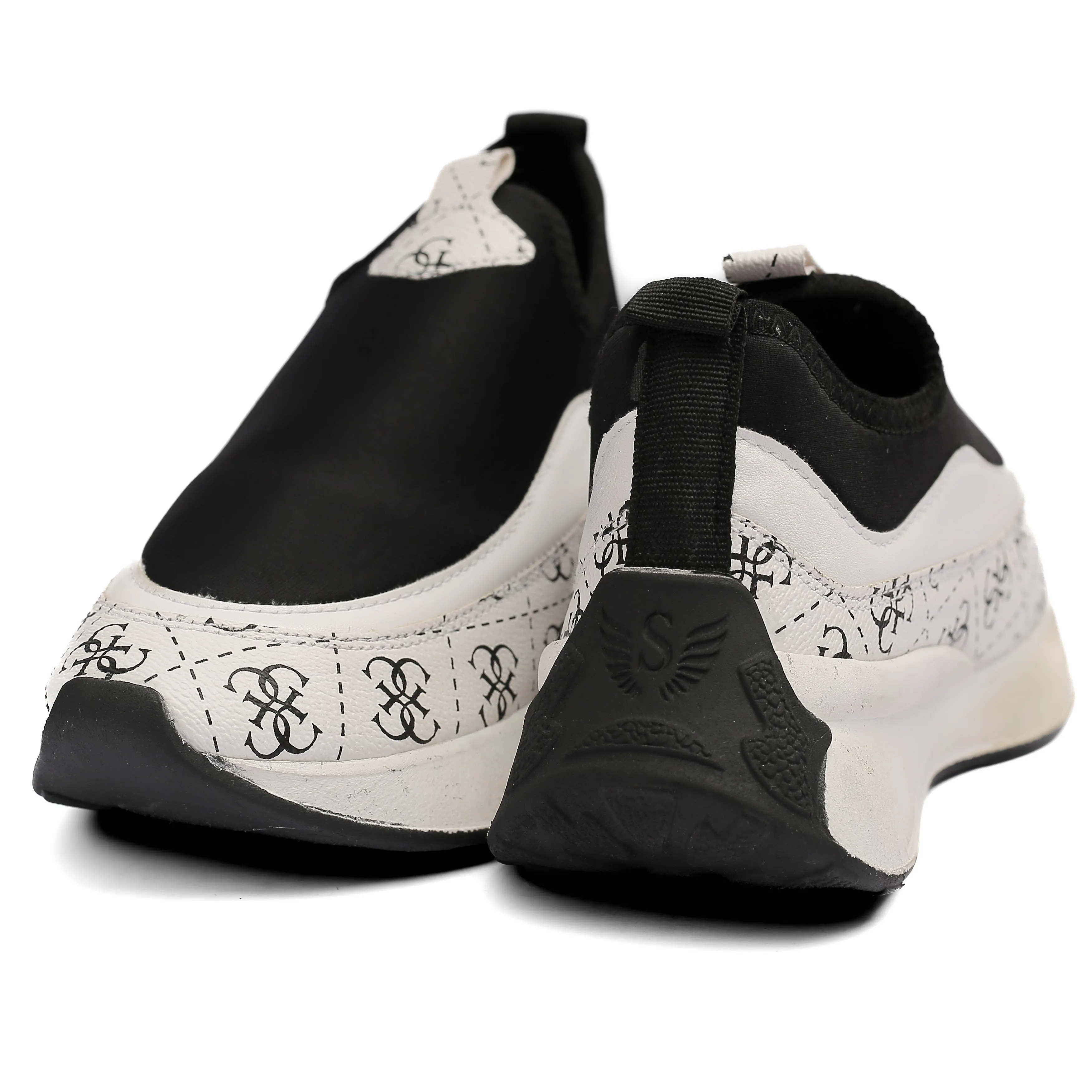 White Printed Slip-On Sneakers