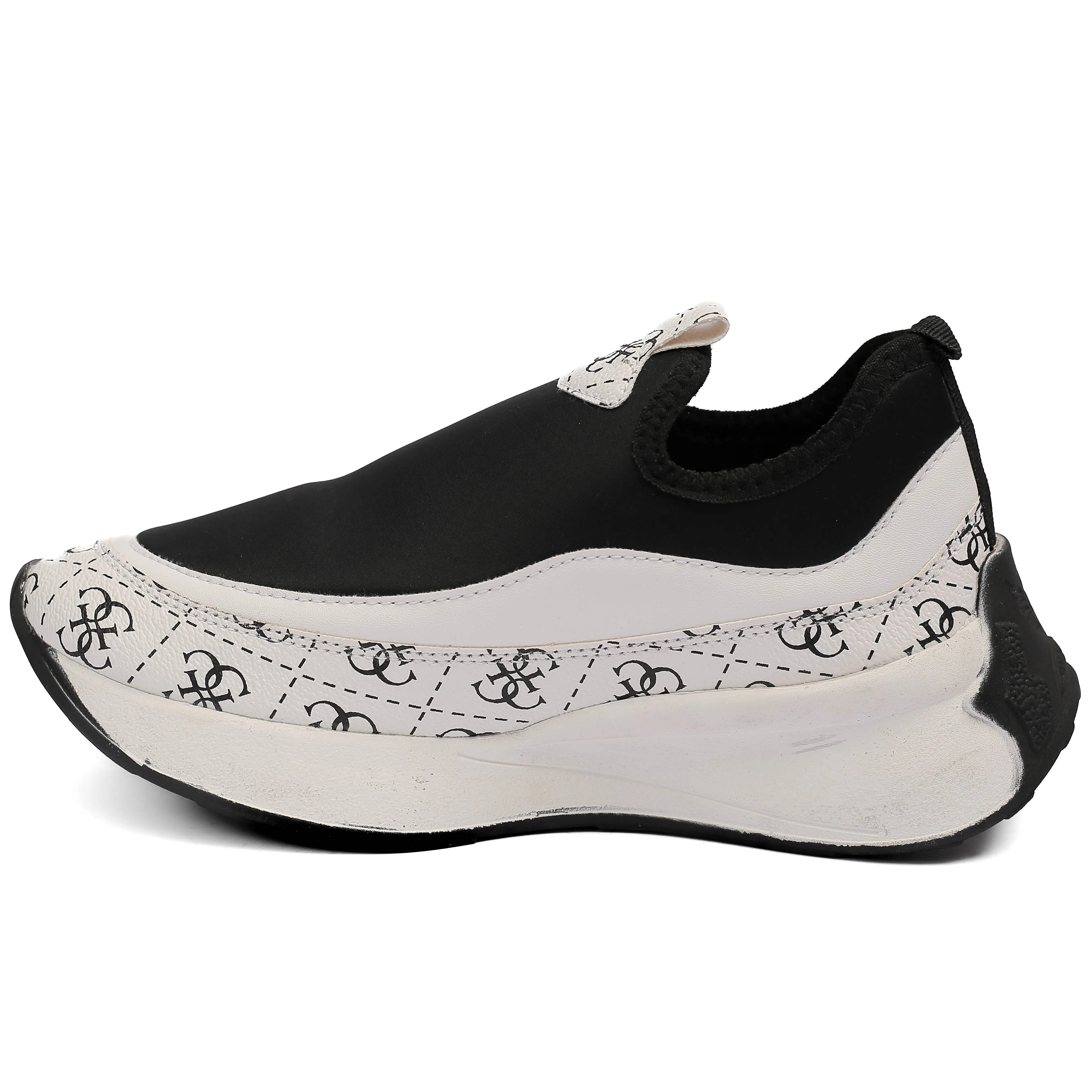 White Printed Slip-On Sneakers