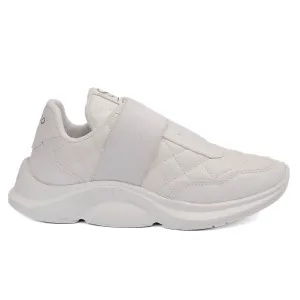 White Quilted Slip-On Sneakers
