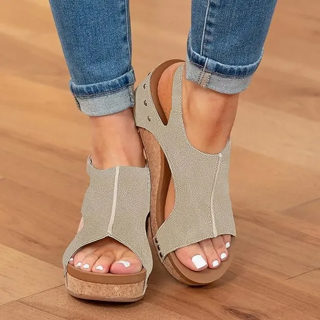 Wide Width Platform Wedge Sandals For Women Summer Dressy, Women's Open Toe Buckle Ankle Strap Summer Platform Wedge Sandals, Ladies Comfortable Low Heel Sandal Wedding Party Dress Shoe