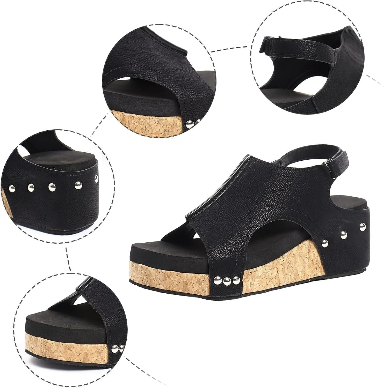 Wide Width Platform Wedge Sandals For Women Summer Dressy, Women's Open Toe Buckle Ankle Strap Summer Platform Wedge Sandals, Ladies Comfortable Low Heel Sandal Wedding Party Dress Shoe